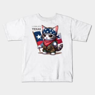 Freedom Fighter Kitten Stand With Texas Kids T-Shirt